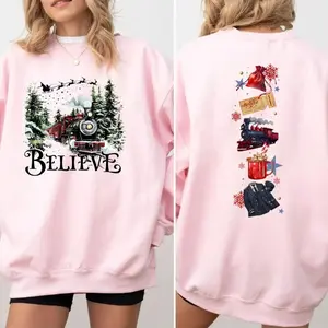 Polar Express 2 Sides Sweatshirt, Unisex Sweatshirt, Polar Express Believe Movie Shirt, Retro 90s Christmas Movies Hoodie, Unisex Sweater Pullover Tee