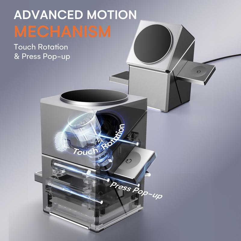 YWZ 3 in 1 Wireless Charger Fast Charging Qi2 Certified for iPhone iWatch AirPods Magnetic Automatic Rotation Touch Pop-Up Charging Station Easy Carry YWZ 3 in 1 Wireless Charger Fast Charging Qi2 Certified for iPhone iWatch AirPods Magnetic Automatic Rotation Touch Pop-Up Charging Station Easy Carry