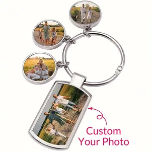 Custom Photo Keychain-4 Pictures, Personalized Keychain, Customized Picture Key Chain, Customizable Bag Charms, Keychains for Women/Mens, Decoration, Zinc Alloy, Anniversary, Birthday Gifts, Family