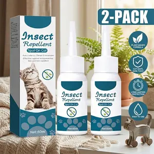 [2-Pack] #Summervibes #petloversCat Insect Repellent Spot On, Natural Plant-Based Flea and Tick Treatment for Cats & Kittens, Long-Lasting Topical Drop, Home Flea Prevention (50ml x 2)
