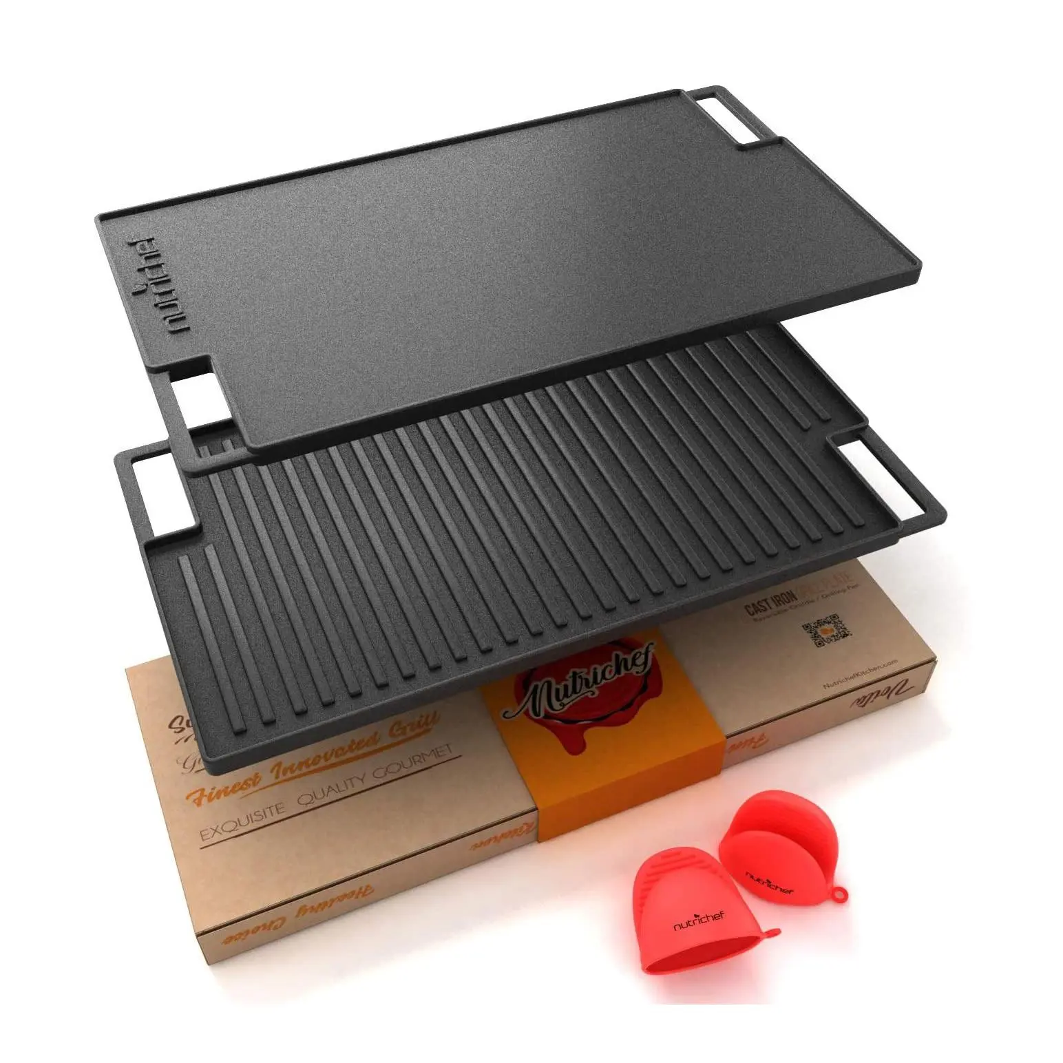 Nutrichef Reversible Cast Iron Griddle Grill Pan Nutrichef Reversible Cast Iron Griddle Grill Pan