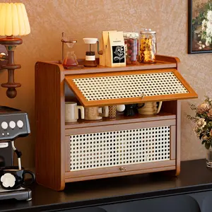 Vintage Woven Storage Rack, Square Display Shelf, Cup Holder, Kitchen Organizer, Desktop Cabinet, Home Decor, Living Room, Bedroom, Display Stand