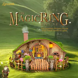 Handmade Magic Ring House Assembly Model, Wooden House Kit for Adults, Toy Model Gift for Family and Friends on Birthdays, Back-to-School, New Year and Valentine's Day