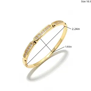 OLOEY 14K Gold Plated Bangle Women's Fashion Accessory with Geometric Design & Sparkling Zirconia Hypoallergenic Perfect Gift for Girlfriend and Best Friend Lab Grown Diamonds wife accessories