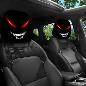 2pcs Sinister Grin Car Headrest Covers, Universal Fit for All Seasons, Perfect for Long Trips & Daily Commutes, Halloween & Christmas Decorations 2.06LYY-28