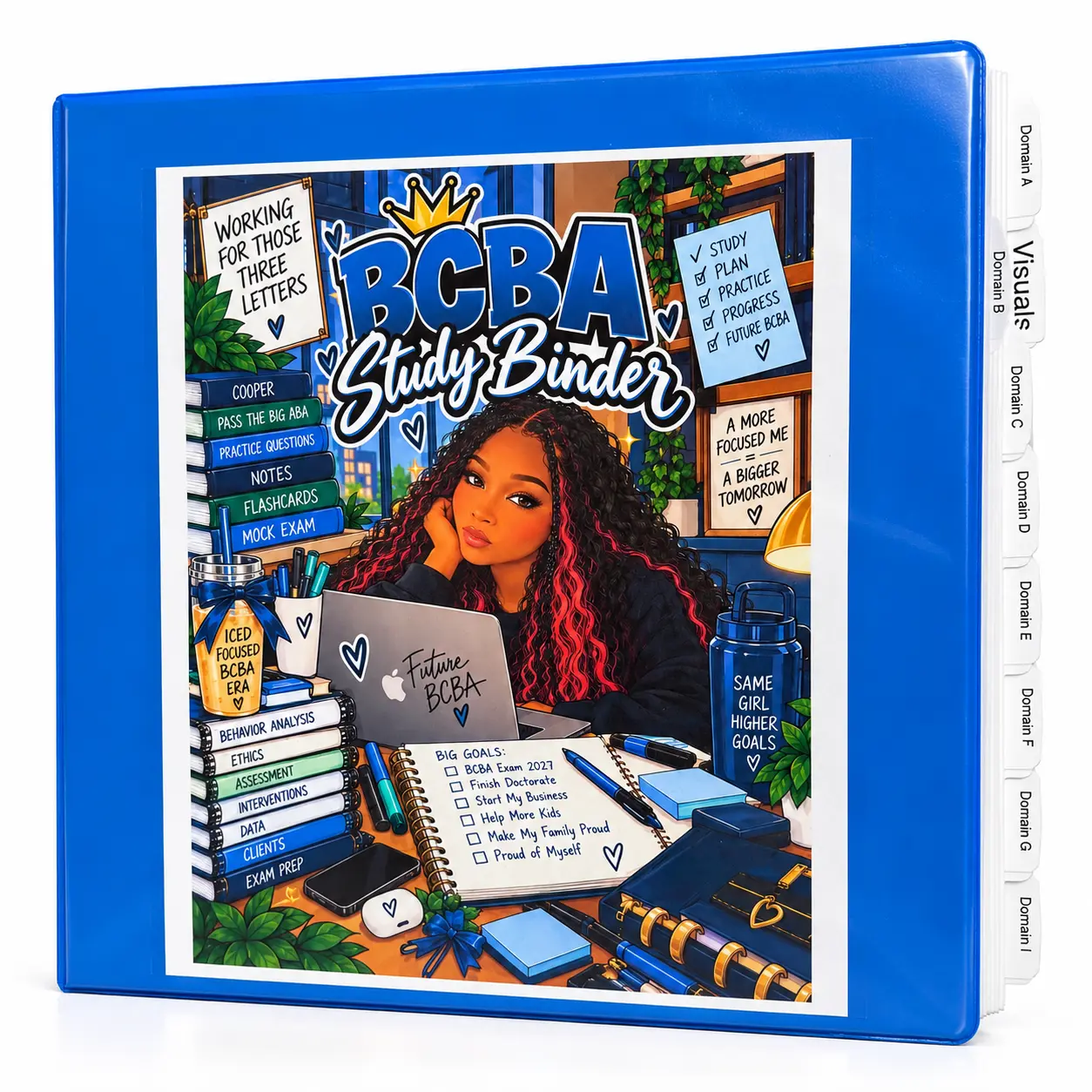 Custom 3-in-1 BCBA Exam Prep Binder Organizer, Office Stationery Study Kit with Complete Study Materials & Supplies
