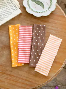 4pcs Dopamine Color Dot Stripe Wide Band Hair Bands Set, High Elasticity Vintage Fashion Sports Fitness Non-Slip Hair Ties, Elastic Headbands