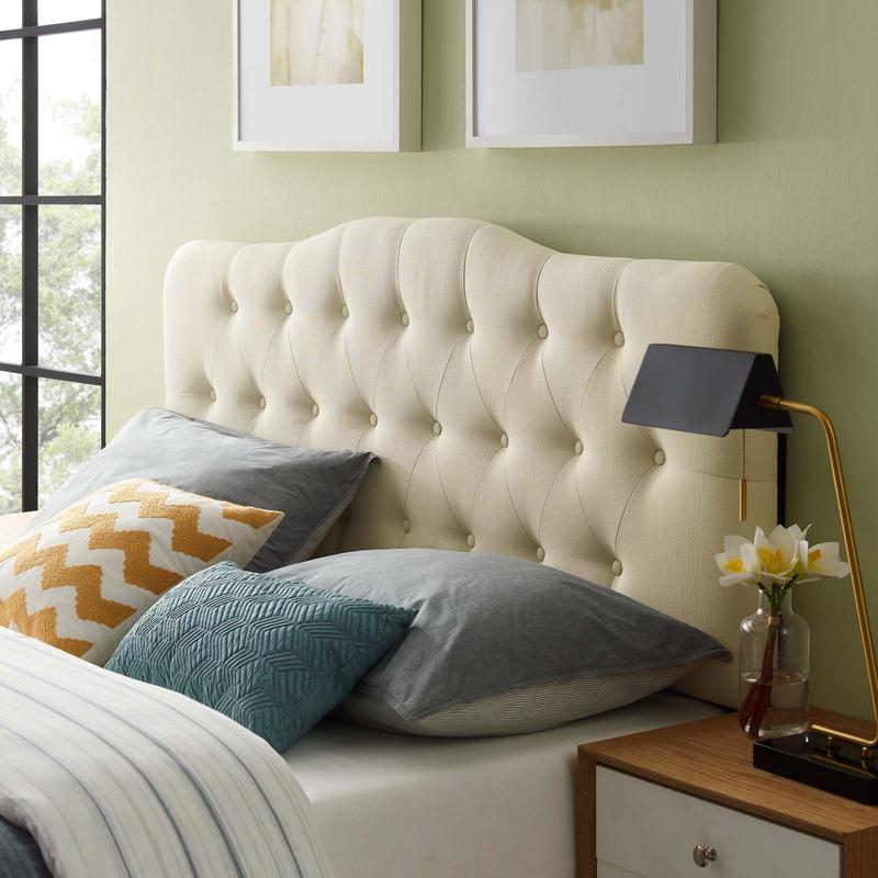 Modway Annabel Full Upholstered Fabric Headboard in Ivory