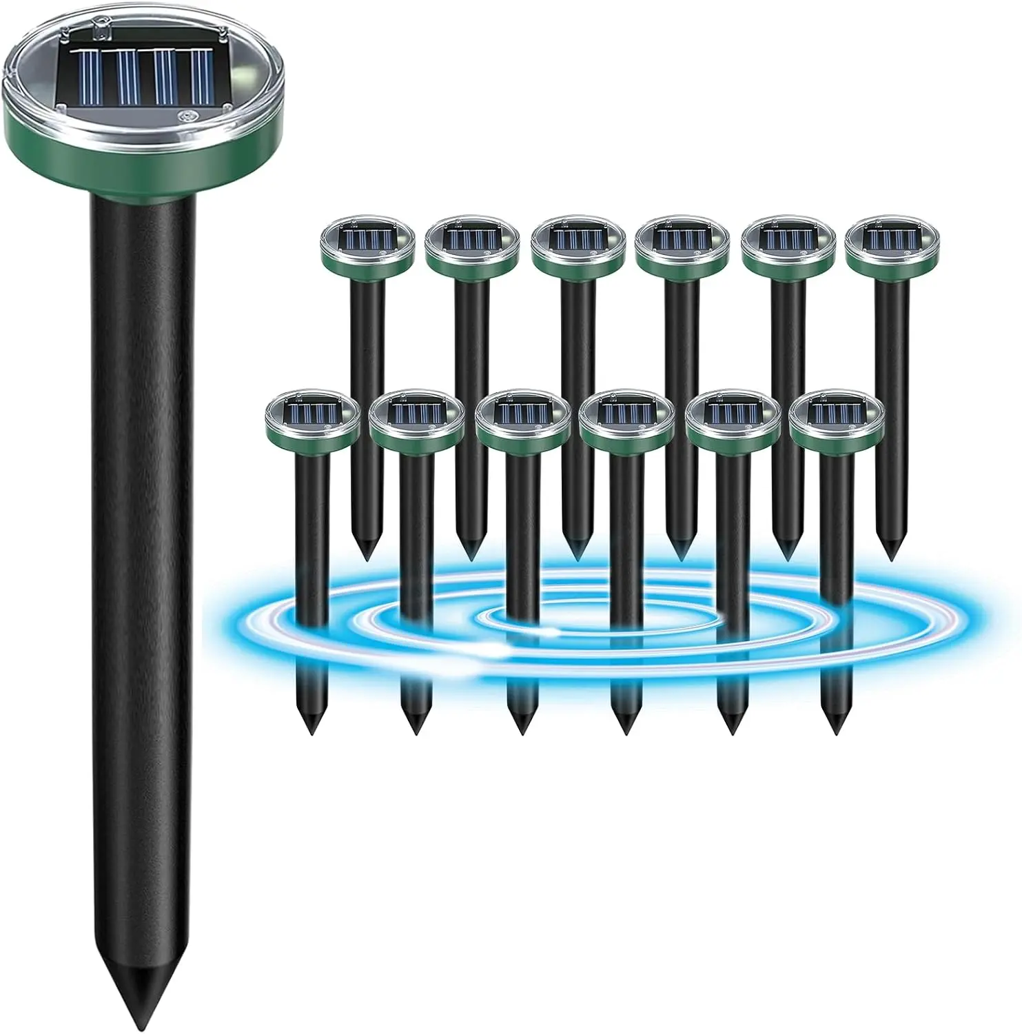 12Pcs Snake Repellent for Yard, Mole Repellent, Solar Ultrasonic Groundhog Gopher, Snake ，Mole ，Rodent， Skunk, Vole, Rabbit, Rodent,Repellent Outdoor for Lawn Garden & Yard rodent repellent control device rechargeable repeller animal repeller
