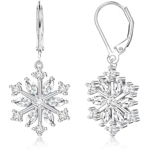 【Christmas Gift】Milacolato Snowflake Earrings for Women s Snowflake Drop Earrings  Leverback Winter Drop Dangle Snowflake Earrings Holiday Xmas Christmas Jewelry Gifts earring