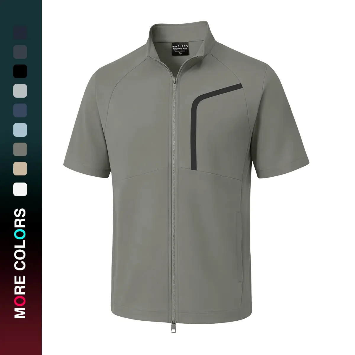 MAELREG Short Sleeve Golf Jackets for Men with Full Zipper Lightweight UPF50+ Hiking Vests For Men with Button Pockets