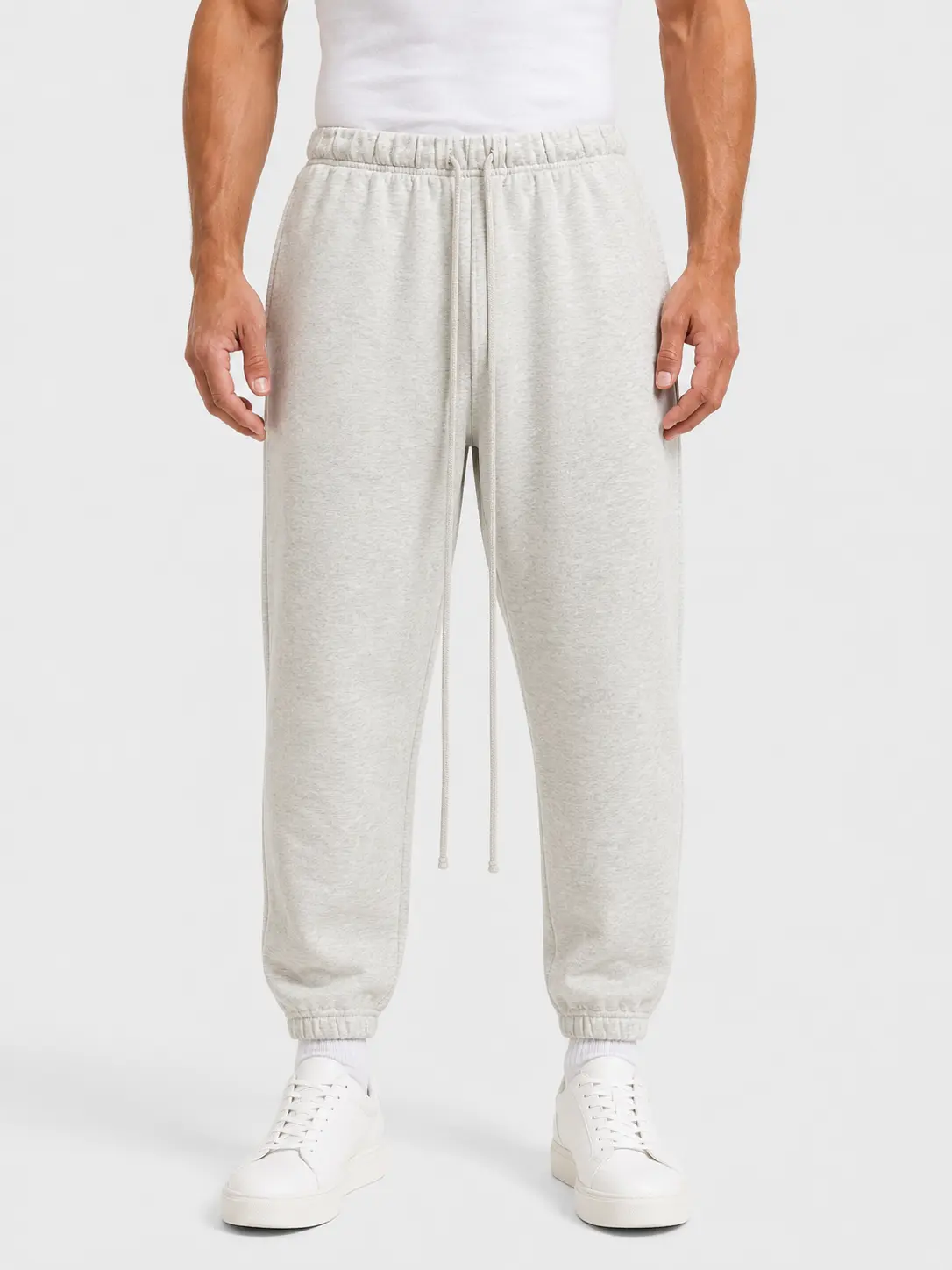 Men's Relaxed Fit Fleece Jogger Sweatpants, Cuffed Cotton Lounge Pants with Adjustable Drawstring for Workout & Streetwear, Workout Jogger, No