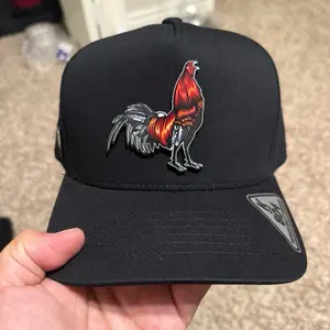 Rooster Cap Mexican Hat - Black with Colorful Rooster Embroidery Design