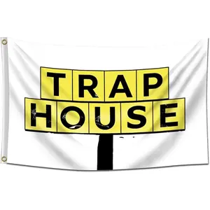 Trap House Flag 3x5ft, Anti-Fade Poly 150D Premium Quality Brass Grommets Banner Vibrant Colors for College Dorm Room Man Cave Lightweight