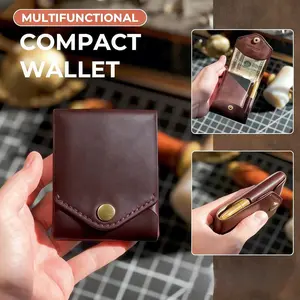 Men's Vintage Premium Compact Wallet - Multi-Functional Large Capacity Money Clip, Card Holder & Coin Pouch, Sleek Minimalist EDC