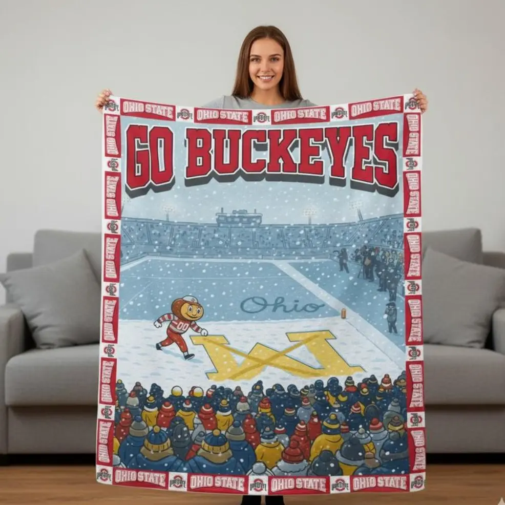 Ohio Blanket Football fan Blankets, Funny Brutus vs Michigan Game Day Crewneck, Fan Gift Red Unisex Football Blankets birthday gift