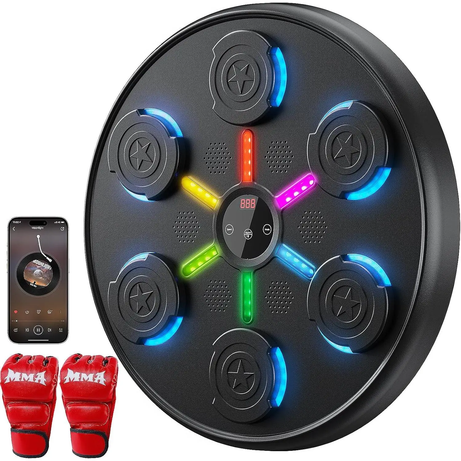 Music Boxing Machine for Kids Adults, Bluetooth Music Punching Machine Wall Mount, Smart Boxing Training Machine with Boxing Gloves, Boxing Workout Equipment Target for Home, Office, Gym