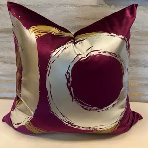 Fuchsia Silver Gold 22 by 22 Pillow Cover with Abstract Design for Home Decor