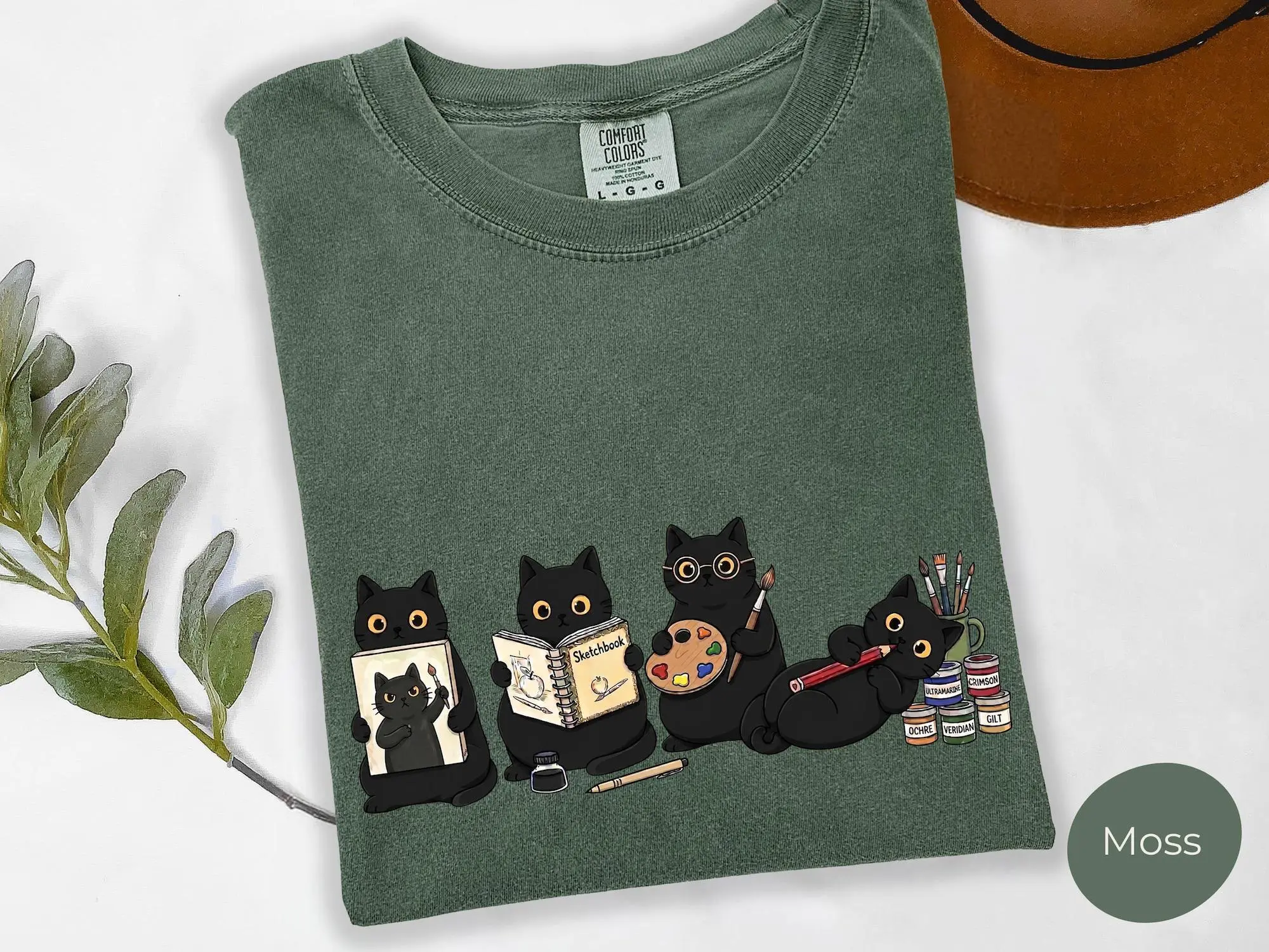 Comfort Colors Art Teacher T-Shirt, Black Cat Painting T-Shirt, Women Art Educator Apparel, Arts and Crafts T-Shirt, Funny Animal Lover Gift