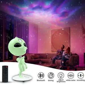 Alien UFO Star Projector with Four-Color Nebula Light Bluetooth Speaker 8 Types of White Noise Voice Recording Timer Perfect Christmas Gift for Astronomy Enthusiasts