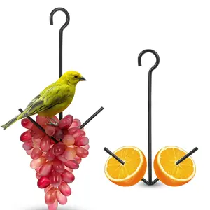 Hanging orange fruit bird feeder, black fruit tray, squirrel feeder