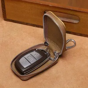 Genuine Leather Men’s Car Key Case – Universal Remote Key Pouch with Waist Clip Car Key Protector Key Fob Protector, Scratch Guard