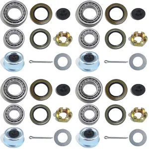 4Sets 5200-6000 lb LB Boat Trailer Axle Bearing Kits, 25580 15123 Bearing Kits, 21333TB/10-10 and 22333TB/10-36 Seals, 2.44" Dust Caps and Plugs Cotter Pins for # D42 Spindle