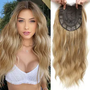 A Quick Hair Topper, Large Base Size Hair Toppers for Women with Thinning Hair,  20inch Wavy Hair Toppers Hair Pieces for Women Synthetic Wig Clip In Hair Topper Wiglets with Fringe Bang Add Hair Volume Wavy Clip in Hair Extensions