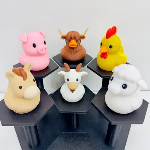 Farm Animal Duck Figurines | Car Dashboard Ducks | Highland Cow, Rooster, Lamb, Goat, Horse & Pig | Country Gift, Farmhouse Decor