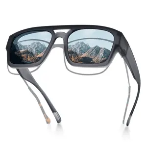 Meeloog Polarized Fit Over Sunglasses for Men Women, Wear Over Prescription Glasses, Trendy Round & Square Sports Shades, UV400 Mirrored Lens Driving Goggles, TR90 Flexible Lightweight Eyewear for Fishing Running Beach ST0081