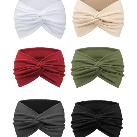 6-Piece Boho European-American Wide Yoga Elastic Fashion Headbands, Running Hairbands, Elastic Anti-Slip Wide Sports Hair Accessories, Soft Headband, Workout Headband, Stretchy Headbands