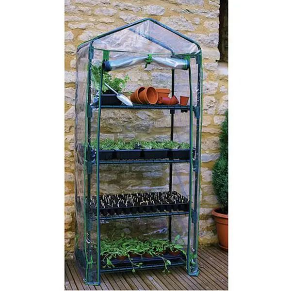 212 MAIN Gardman R687 4-Tier Mini Greenhouse - 19x27x63 in, Outdoor Patio Use, Garden Storage Solution
