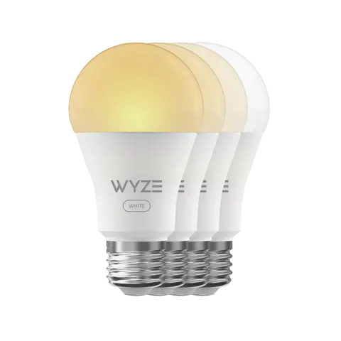 Wyze Bulb White — Smart A19 Light Bulb, 800-Lumen Brightness and 90+CRI with Tunable Warm/Cool White, Compatible with Alexa and Google Assistant