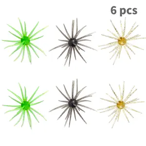 6-Pack Simulation Sea Urchin Soft Lure Set - Soft Worms & Water Balloon Floats,Durable Soft Material Design, Boosts Catch Rate Effective for Bass, Mandarin Fish, Snakehead & Catfish