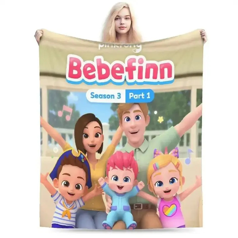 BebeFinn Cute Cartoon Blanket Ultra Soft Plush Flannel Cozy Warm All Season Multifunctional Bedroom Couch Sofa Office Camping Throw Decor Birthday Gift Christmas Gift for Kids Toddlers Fans Boys Girls Adorable Sty