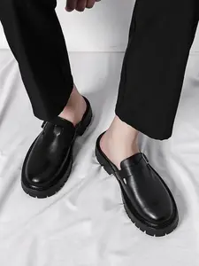 Men's Fashionable Plain Color Slides, Casual Comfortable Breathable Slip on Shoes for Summer, Male All-match Round Toe Slide Shoes for Daily Wear, Slip on Mules