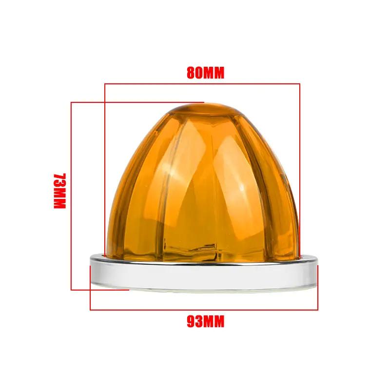 2PCS LED Truck  Side Marker Lights 12V/24V Waterproof Amber Glass Clearance Lights for Trailer, Lorry, Pickup – Turn Signal Indicator Watermelon Design Car Chassis Lamp   Truck accessories