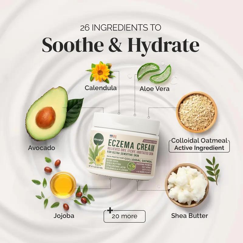5-in-1 Eczema Cream for Babies, Kids & Adults | Colloidal Oatmeal Lotion for Dry, Itchy Skin | Intensive Face & Body Moisturizer | Clinically Tested for Sensitive, Irritated Skin