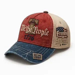 America 250th Anniversary 1776-2026 Embroidered Baseball Cap for Men, Vintage Washed Gray Relaxed Fit Daily Casual Outdoor Spring Summer Fall Headwear with Liberty Bell & American Flag Decorations