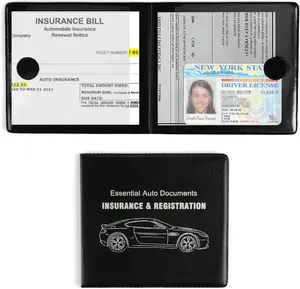 Car Registration and Insurance Card Holder, Vehicle Glove Box Car Organizer, Interior Car Accessories for Documents, Cards, License - 2 Pack