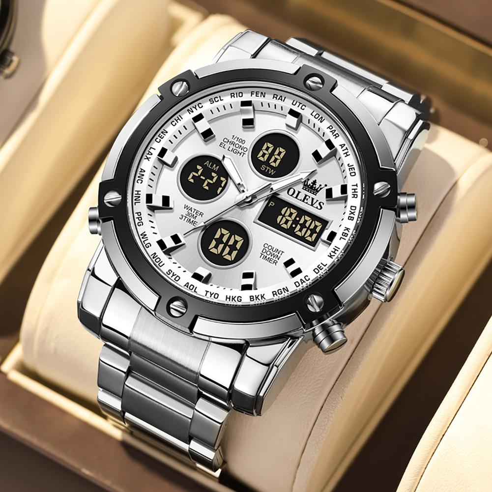 OLEVS Men's Watches Original Multifunctional Wlectronic Watch for Man Waterproof Luminous Alarm Clock Fashion Dress