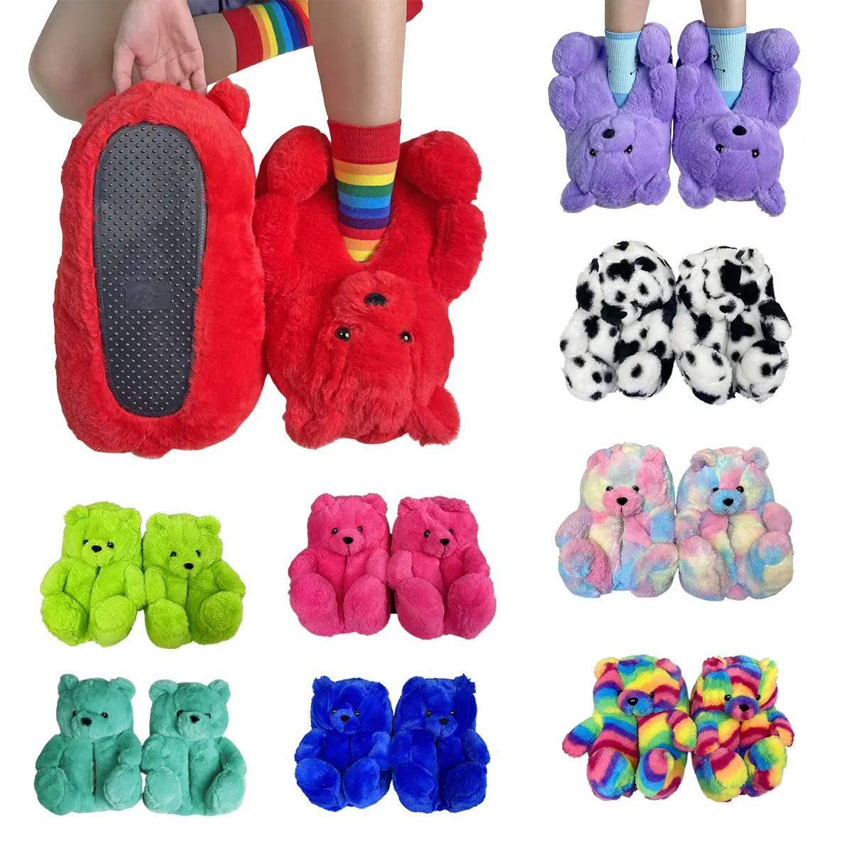 Yetbake Hot selling women's plush slippersindoor and outdoor plush shoes withwaterproof soles Footwear CirWalking Shoes Slide
