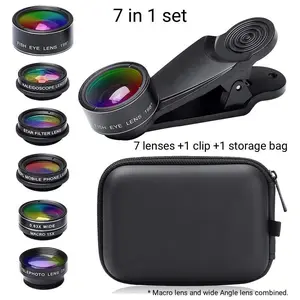 AuraGadget 7-in-1 Compact Clip-On Mobile Lens Kit - Wide Angle, Macro, Fisheye Lenses, Camera Attachment for iPhone & Android Phones & Electronics Accessories