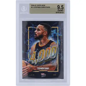 Stephen Curry Golden State Warriors 2024-25 Topps Now 4,000 Career 3-Pointers Made #13 BGS Authenticated 9.5 Card