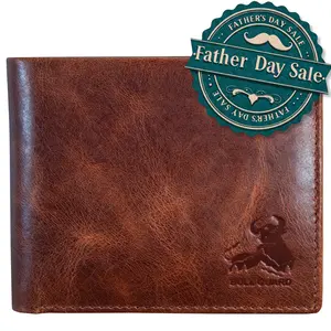 BULL GUARD Mens RFID Blocking Bifold Wallet Soft Genuine Leather Brown Western | Secure and Durable Extra Capacity Billfold-11 Credit Cards Flip Up ID