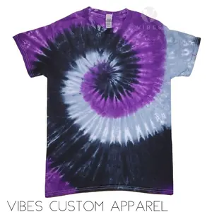 Grey, Purple, Black Tie Dye Spiral Unisex T-Shirt