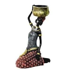Resin African Woman Statue Decorative Figurine, Unique Art Style Visual Focus, Ideal Gift for Living Room & Bedroom