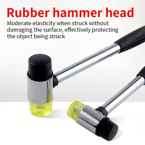 Double-headed plastic installation hammer with rubber handle, available in 25, 30, 35, and 40 mm sizes. This soft hammer is ideal for jewelry making, leather craftsmanship, flooring installation, and tile work