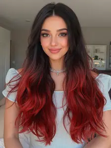 20 Inch Long Gradient Wig, High-End Elegant Synthetic Hair, Perfect for Parties and Travel, All Seasons Wearable