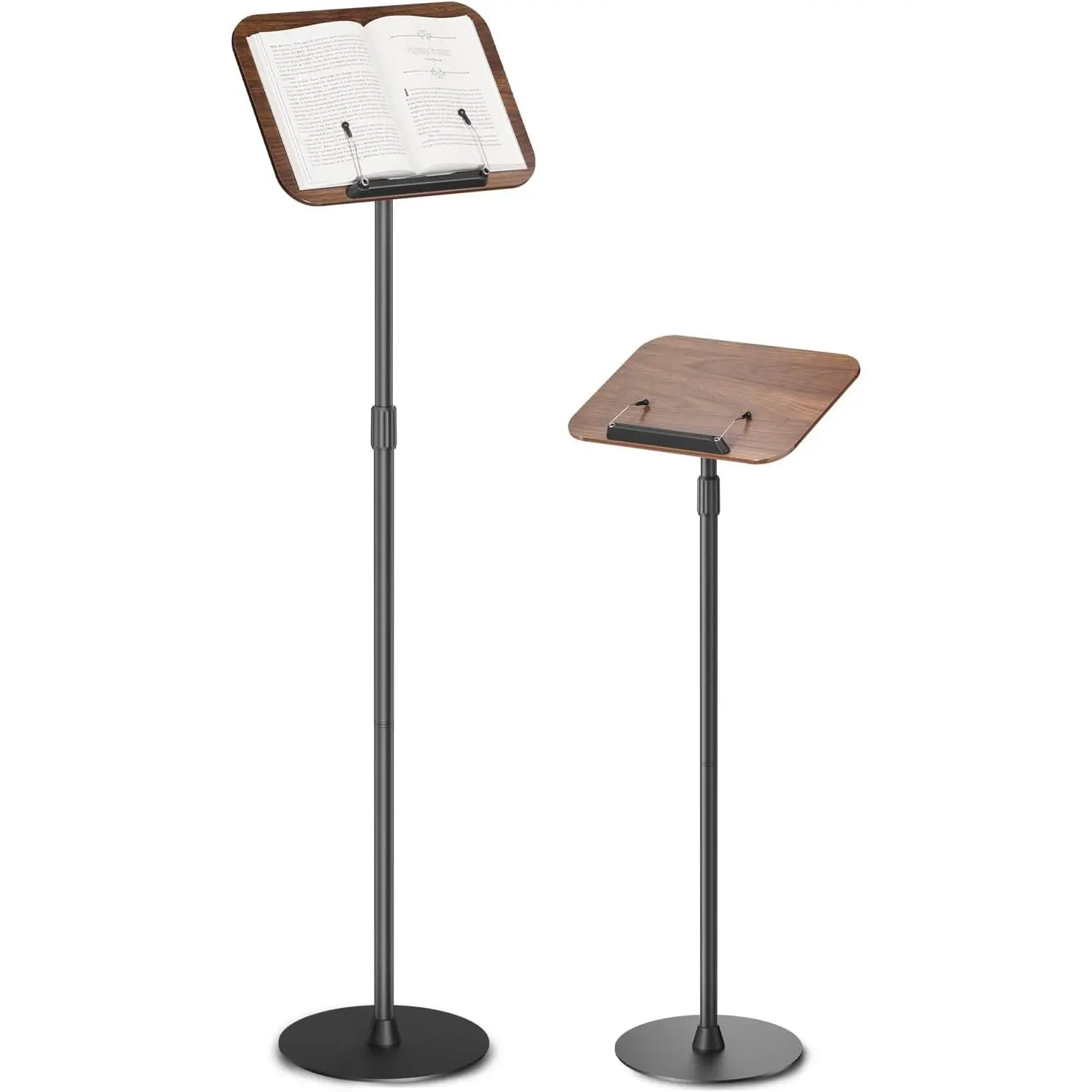 Floor Book Stand, Height Adjustable Reading Stand, Multi-Purpose Book Holder/Laptop Stand/ Sheet Stand, 180? Tilt Desktop, Heavy-Duty Base, Two-Stage Page Clips for Thick Books